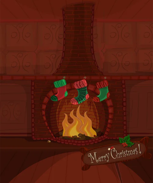 Christmas vector fireplace — Stock Vector