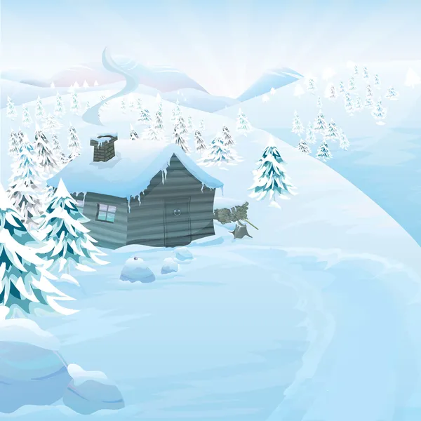 Vetor paisagem de inverno — Vetor de Stock