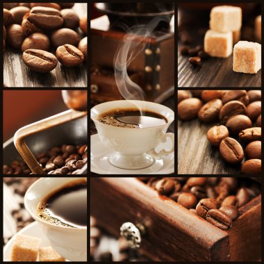Collage of coffee details. clipart