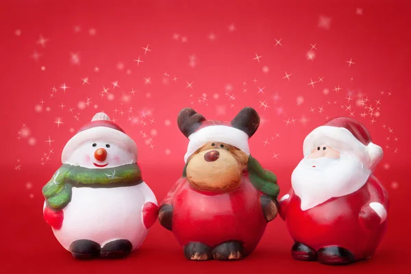 Santa, Rudolph and Snowman — Stock Photo, Image