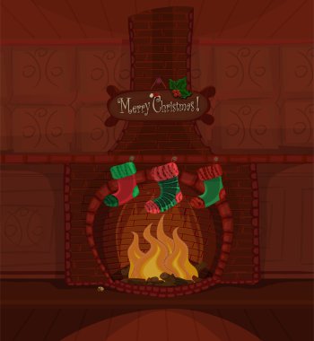 Christmas vector fireplace clipart