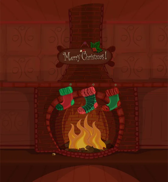 クリスマス ベクトル暖炉 — ストックベクタ