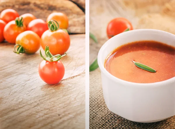 Ντομάτα σούπα κολάζ — Φωτογραφία Αρχείου