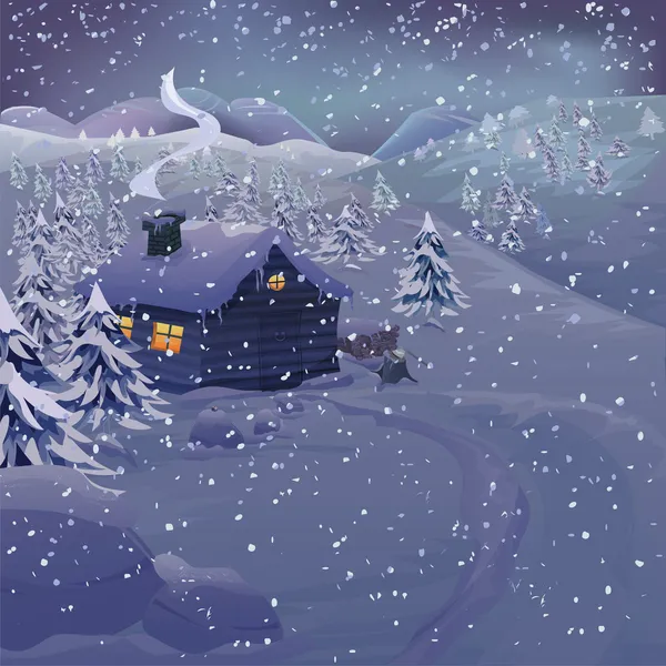 ベクトルのクリスマスの夜の風景 — ストックベクタ