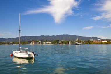 Moored sailboat in Zurichsee clipart