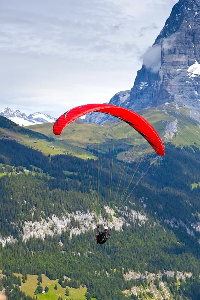 İsviçre Alpleri'nde Yamaçparaşütü — Stok fotoğraf