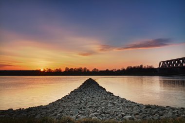 Sunset at Rhein river, Wörth, Germany