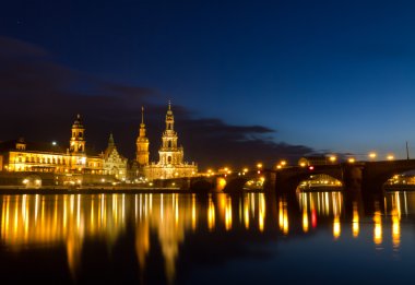 Elbe river with Catholic Church of the Royal Court of Saxony (Hofkirche) clipart