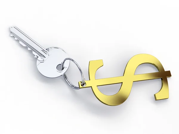 Key with $ trinket — Stock Photo, Image