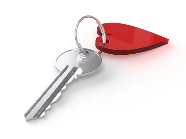 Key with heart trinket — Stock Photo, Image