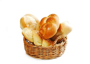 Bread basket on white clipart