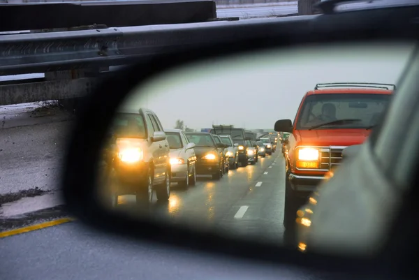 Traffic jam spiegel — Stockfoto