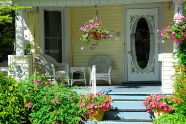 House porch with flowers clipart