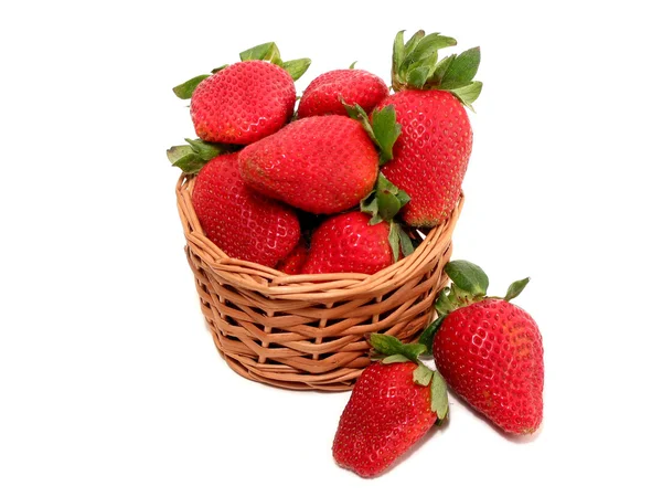 Strawberry basket on white — Stock Photo, Image