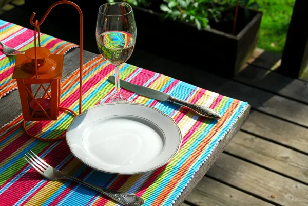 Table setting outside — Stock Photo, Image