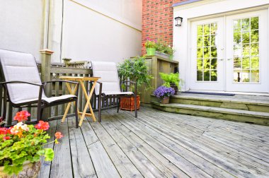 Wooden deck at home clipart