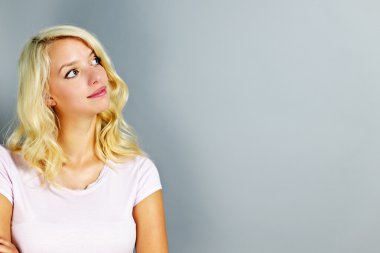 Young woman looking up clipart