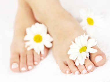 Female feet with pedicure clipart