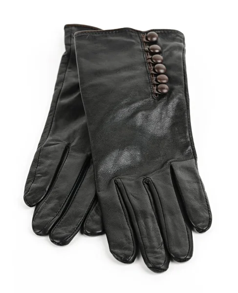 Černé kožené rukavice — Stock fotografie