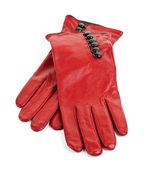 Red leather gloves — Stock Photo, Image
