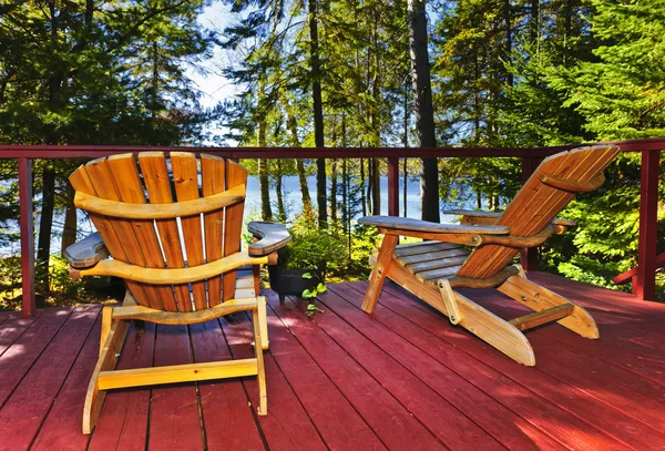 Forest cottage deck and chairs — Stock Photo, Image