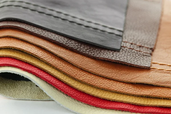 Leather upholstery samples — Stock Photo, Image