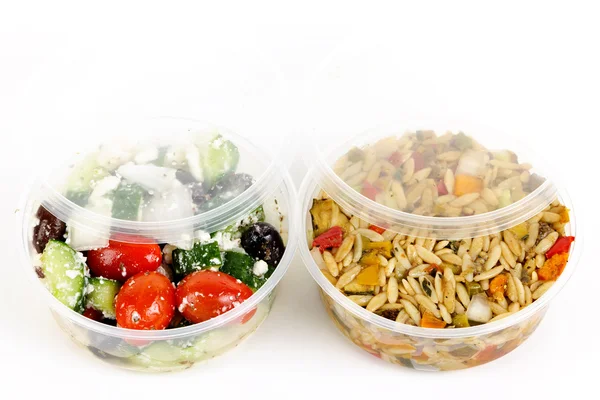 Prepared salads in takeout containers — Stock Photo, Image