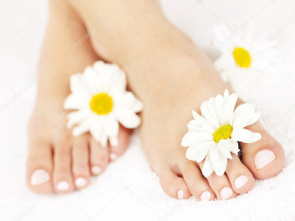 Female feet with pedicure