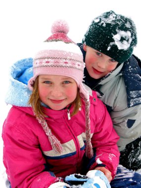 Children playing in snow clipart