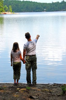 Father daughter lake clipart