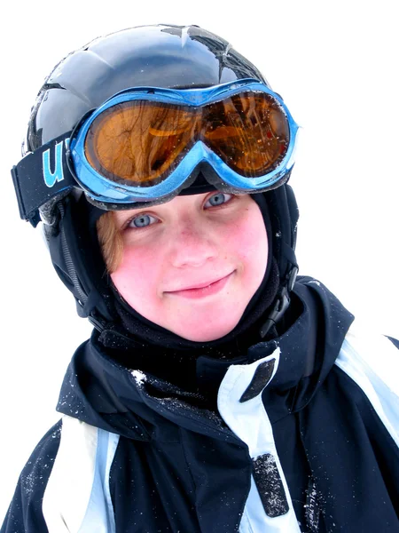 Chica sonrisa de esquí — Foto de Stock