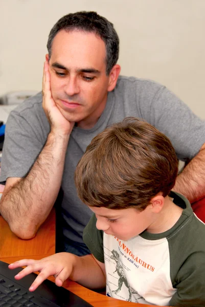 Father son computer — Stock Photo, Image