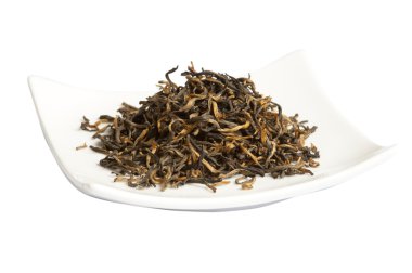 Black tea loose dried tea leaves, isolated clipart