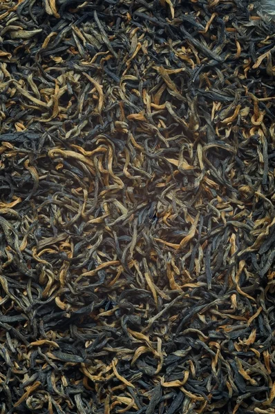 Black tea loose dried tea leaves, texture — Stock Photo, Image