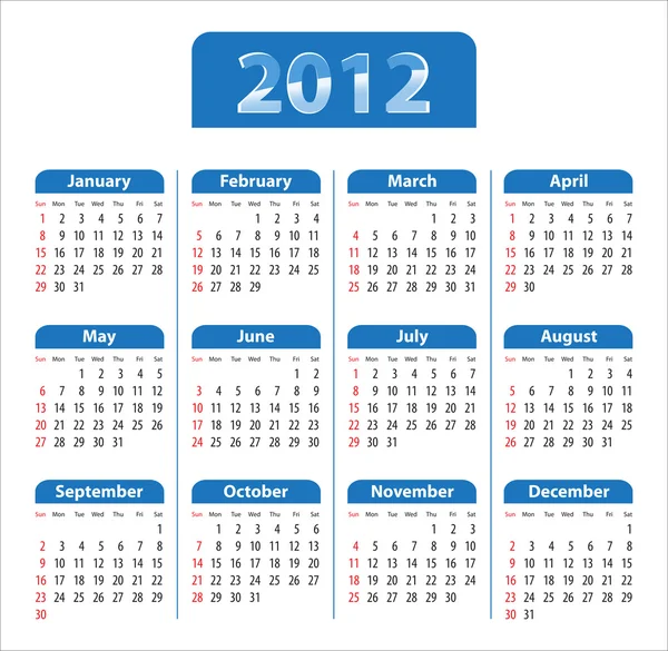 Calendario para 2012 — Vector de stock