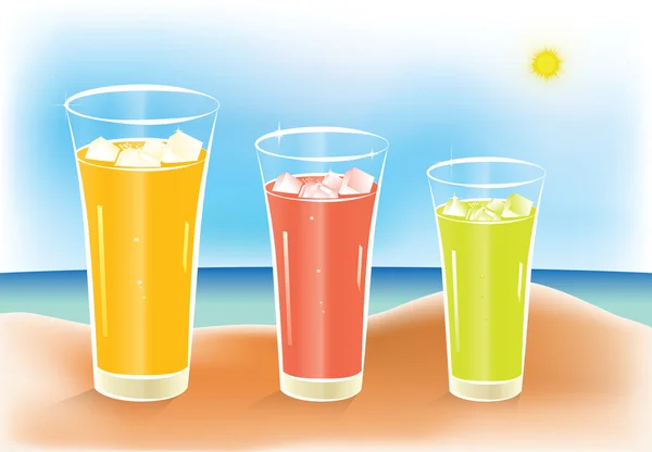 Warm summer day and icy juice — Stock Vector
