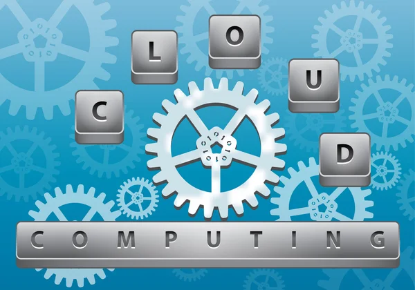 Cloud computing abstracte illustratie met tandwielen — Stockvector