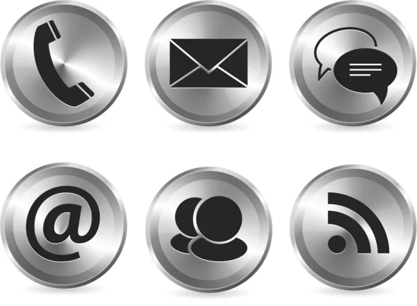 Conjunto de ícones de comunicação moderna e elegante metálico — Vetor de Stock