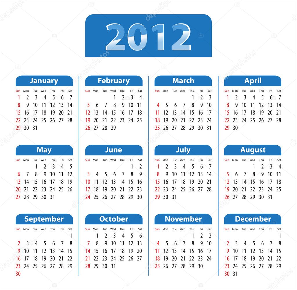 Calendar for 2012 — Stock Vector © gorgrigo #7474487