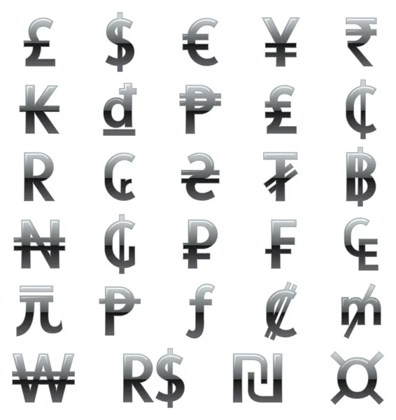 世界の通貨記号 — ストックベクタ