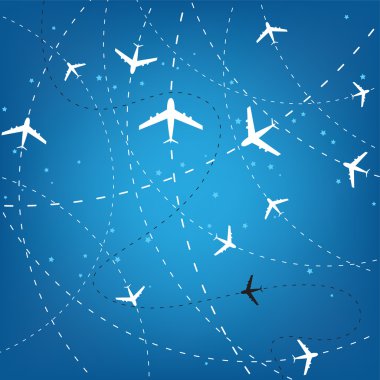 Airplane Routes And Stars clipart