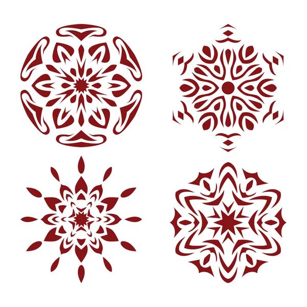 stock vector Red snowflake set.