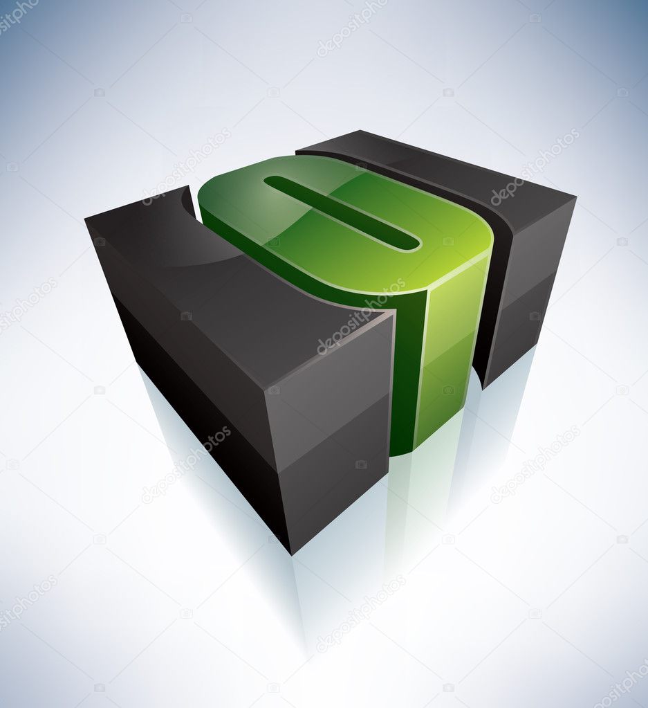 3D O green logo letter (part of the 3D Alphabet Icons Set) EPS v. 10