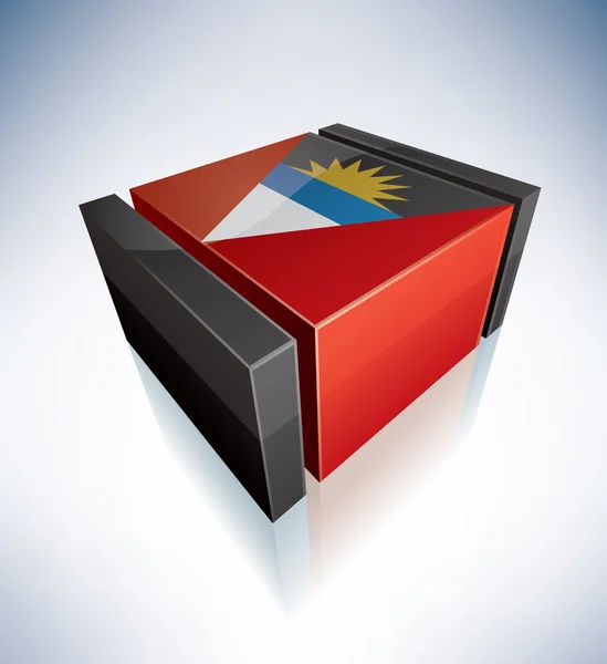 Antigua és Barbuda 3D zászlaja — Stock Vector