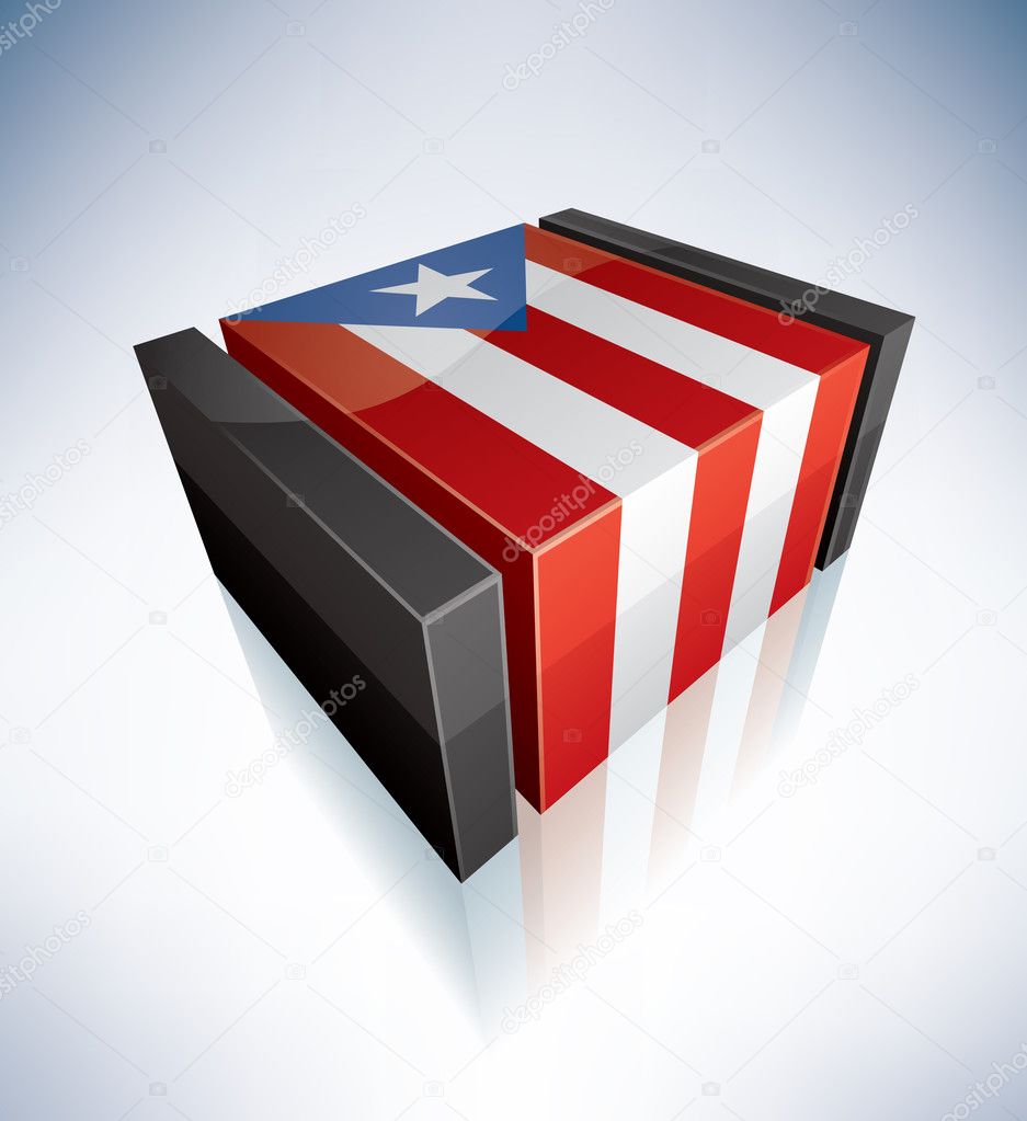 Three-dimensional Flag of the Caribbean: Commonwealth of Puerto Rico (part of the 3D Flags Icons Set) EPS v. 10