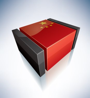 3D flag of China clipart