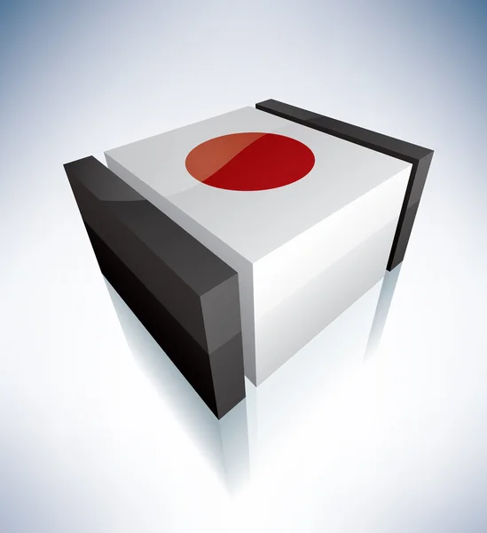 Japonya 'nın 3D bayrağı — Stok Vektör