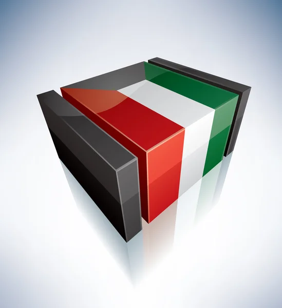 3D Kuvajtská vlajka — Stockový vektor
