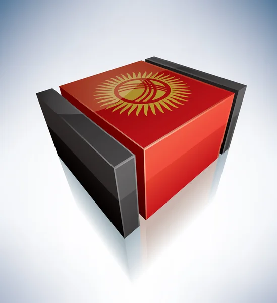 3D-vlag van Kirgizstan — Stockvector