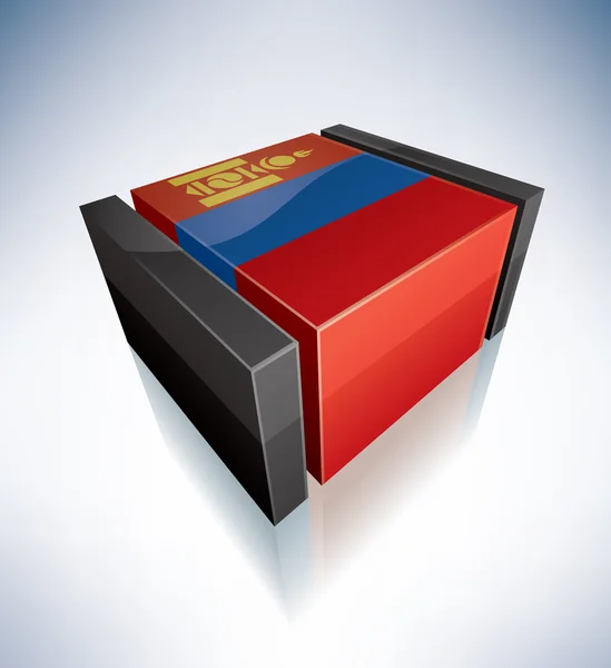 3D flag of Mongolia — Stock Vector